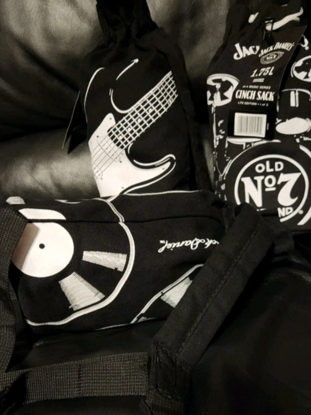 Jack Daniel's Limited Edition Series Rock N Roll Canvas Drawstring Bag Set Of 3